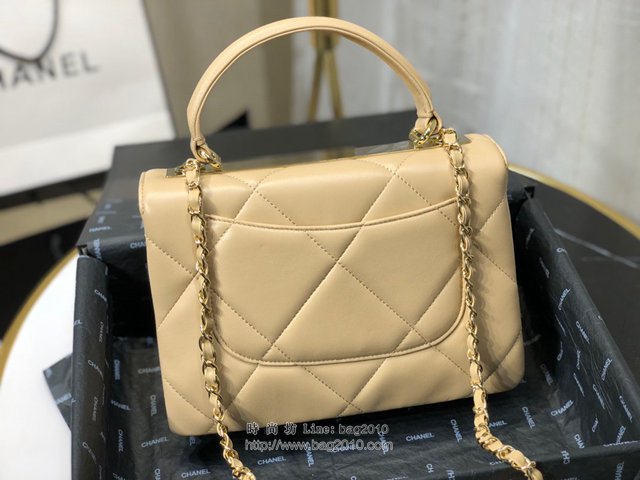 Chanel女包 92236 Chane1大方格三層包 香奈兒手腕包 手拎包 原廠小羊皮手提包 Chanel鏈條斜挎包  djc3800